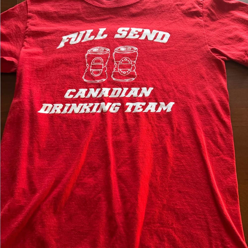 Red Full Send Canadian Drinking Team T-Shirt - Size S